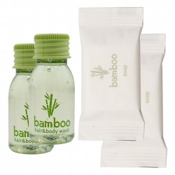 Bamboo Kosmetikset – Shampoo-Duschgel 20 ml (600 Stück) + Seife 10 g (550 Stück)