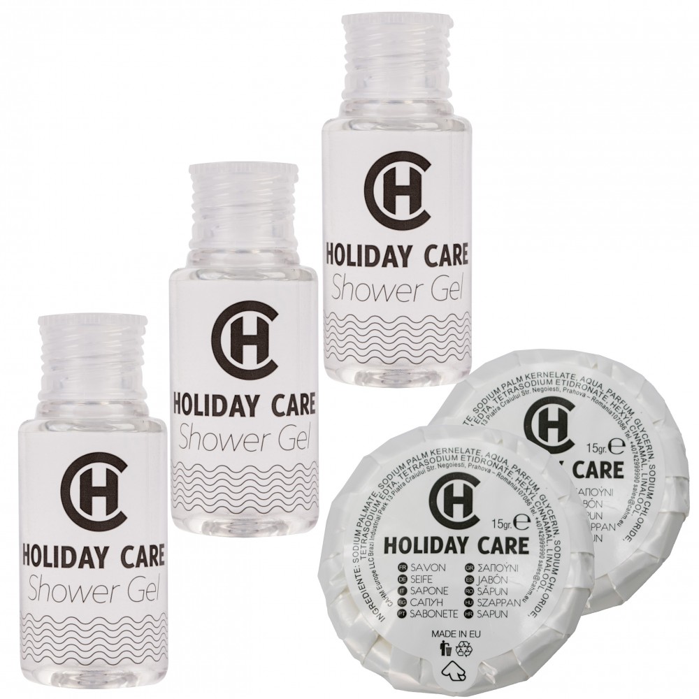 copy of Zestaw kosmetyków hotelowych Holiday Care żel 30ml 100szt + mydełko 14g 100szt