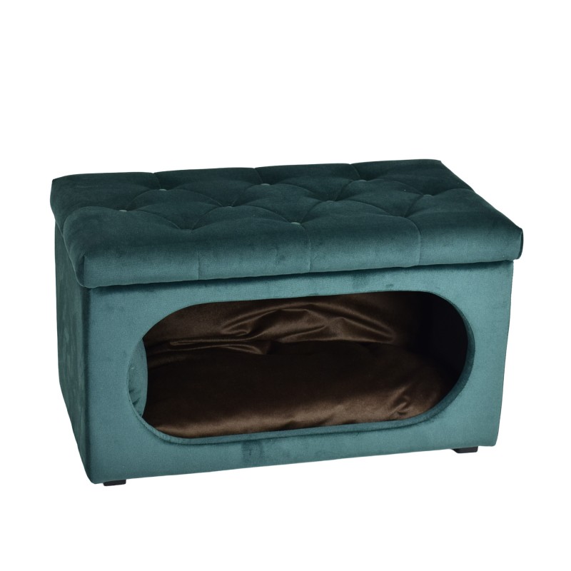 Hocker mit integriertem Hundebett und Kissen